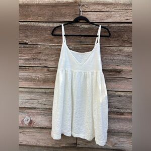 100% handmade linen camisole dress, dead stock, white, pockets, loose fit